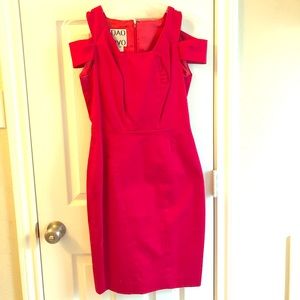 Chloe Dao off the shoulder red dress